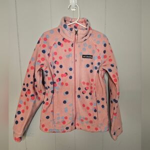Columbia Fleece Jacket Girls Pink Polka Dots, Small 7/8
